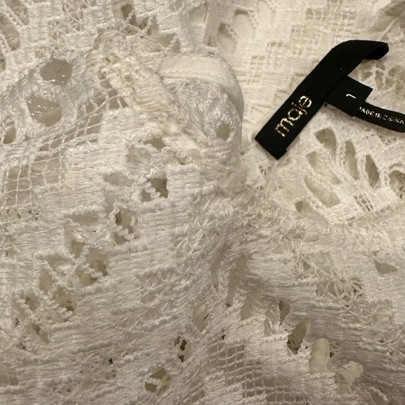 Maje Rosalba Ivory Chevron Lace Mini Dress - Little White Dress - multiple sizes - Picture 8 of 8